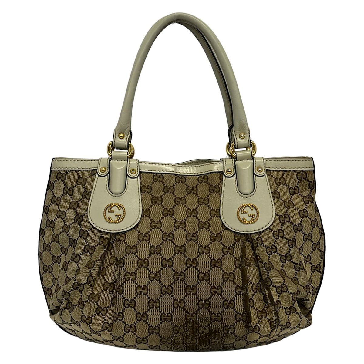 Gucci Tote Bag Scarlet Beige Dark Brown Leather — view 3