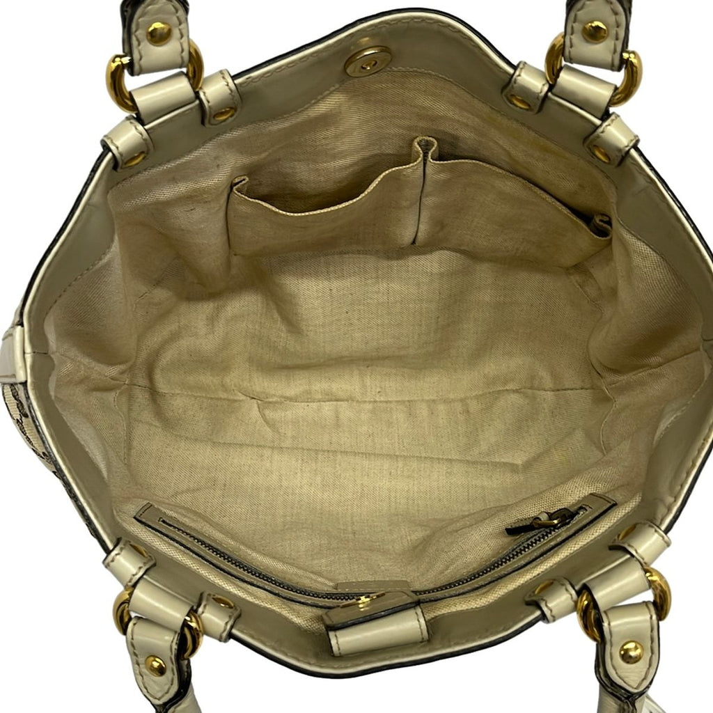 Gucci Tote Bag Scarlet Beige Dark Brown Leather — view 7
