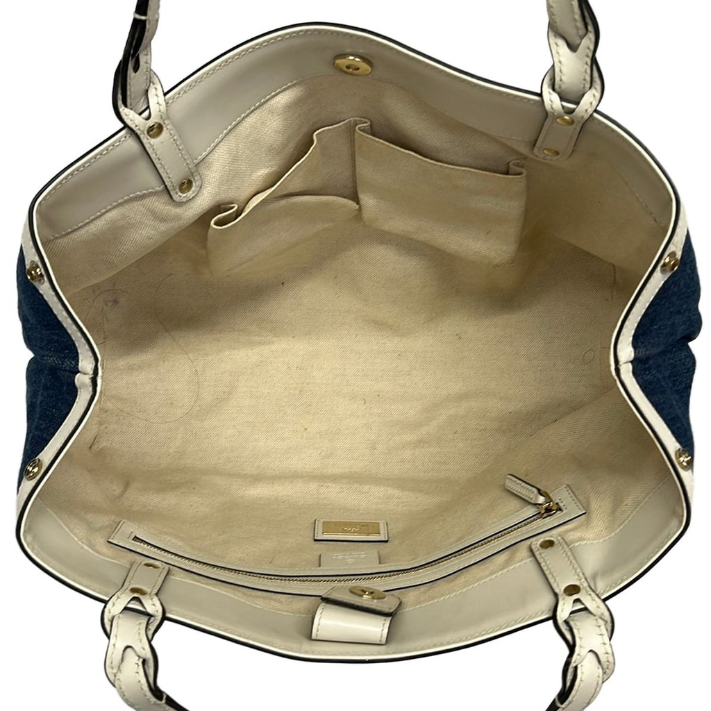 Gucci Tote Bag Craft Navy Ivory Leather — view 7