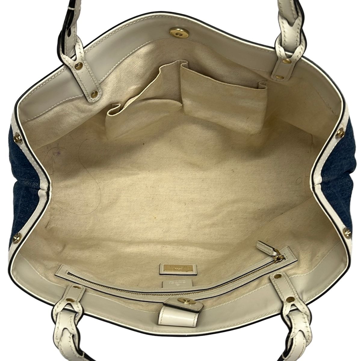 Gucci Tote Bag Craft Navy Ivory Leather — view 7