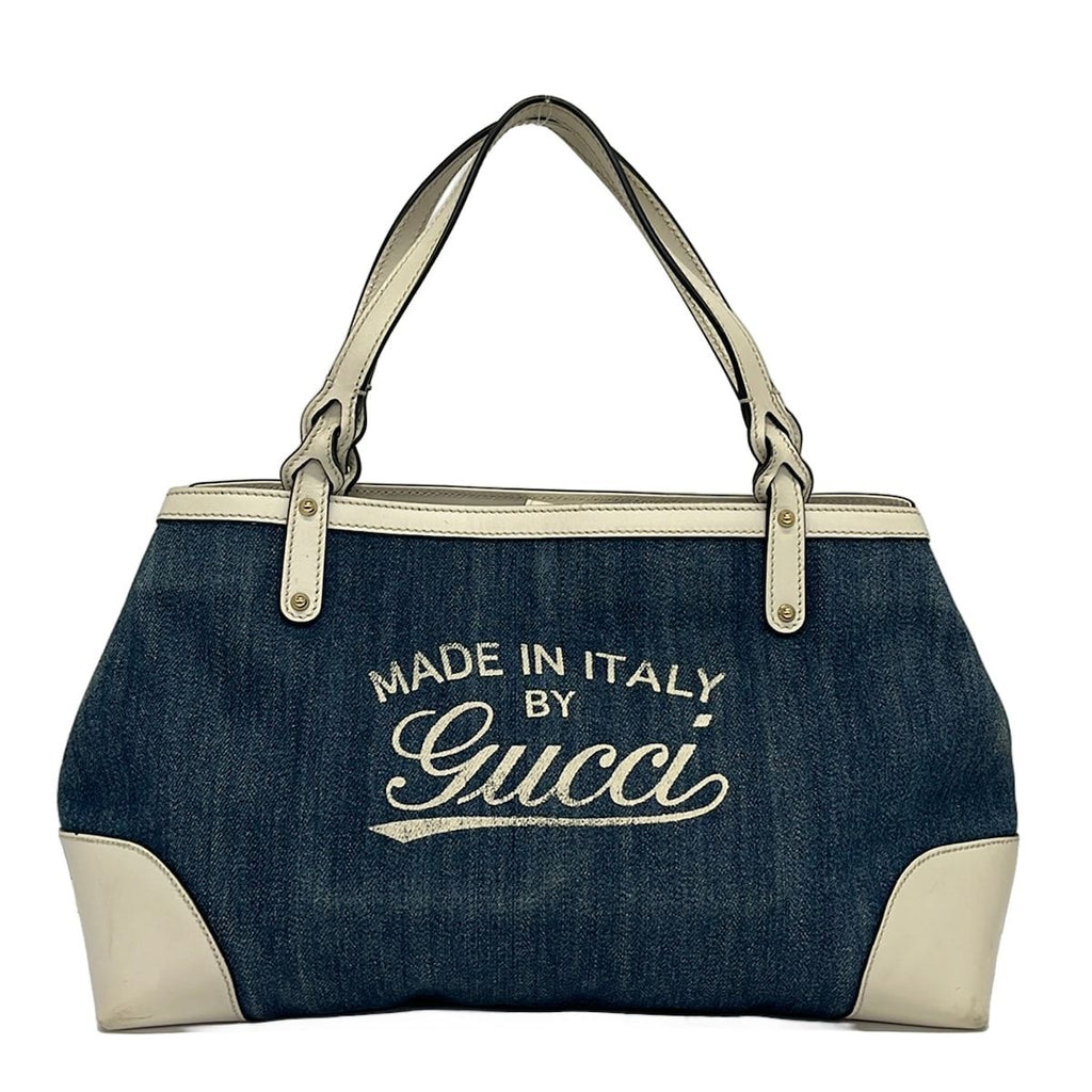 Gucci Tote Bag Craft Navy Ivory Leather
