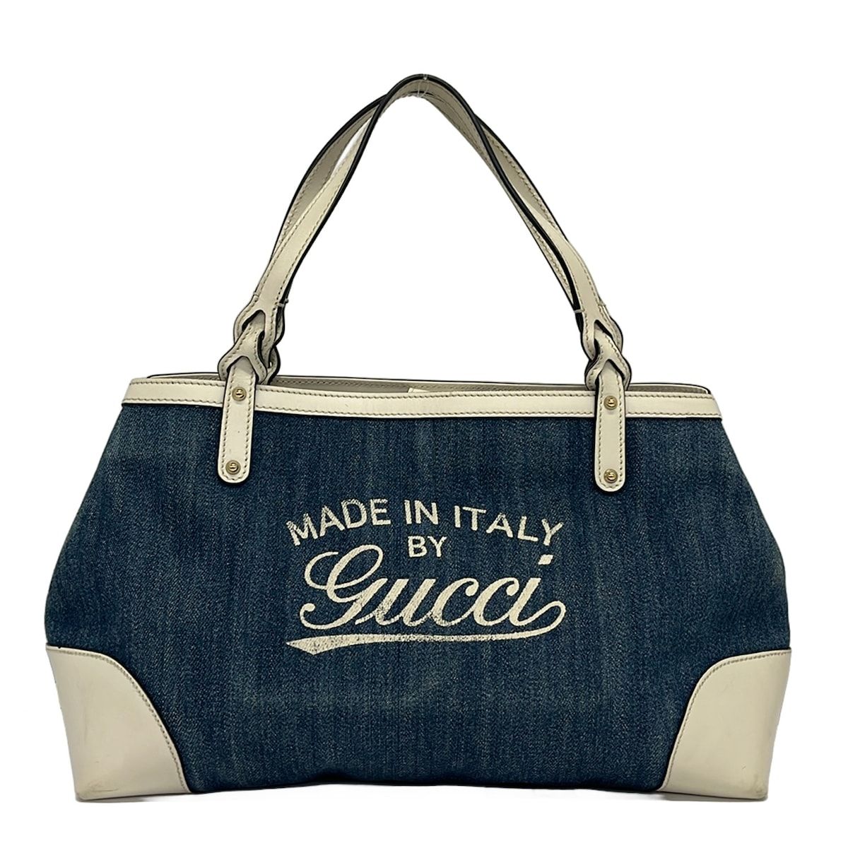Gucci Tote Bag Craft Navy Ivory Leather