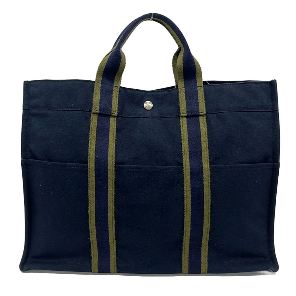 Hermes Tote Bag Fourre Tout MM Dark Navy Green