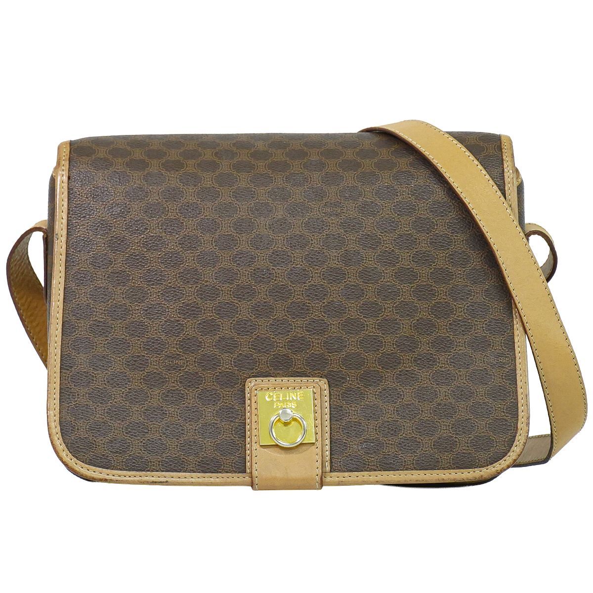 Celine Macadam Shoulder Bag Pochette Brown