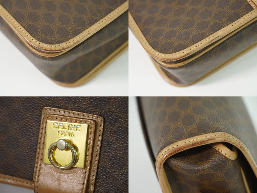 Celine Macadam Shoulder Bag Pochette Brown — view 7
