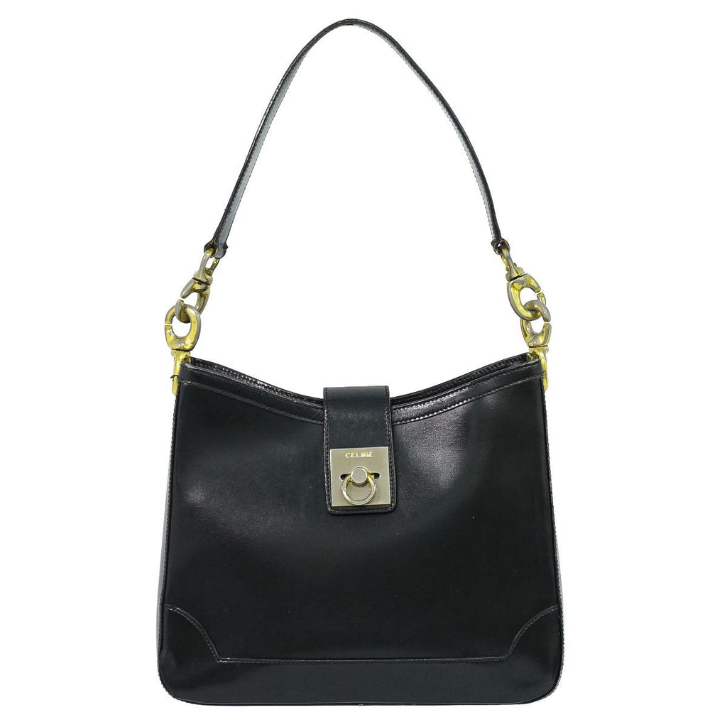 Celine Leather Shoulder Bag Black
