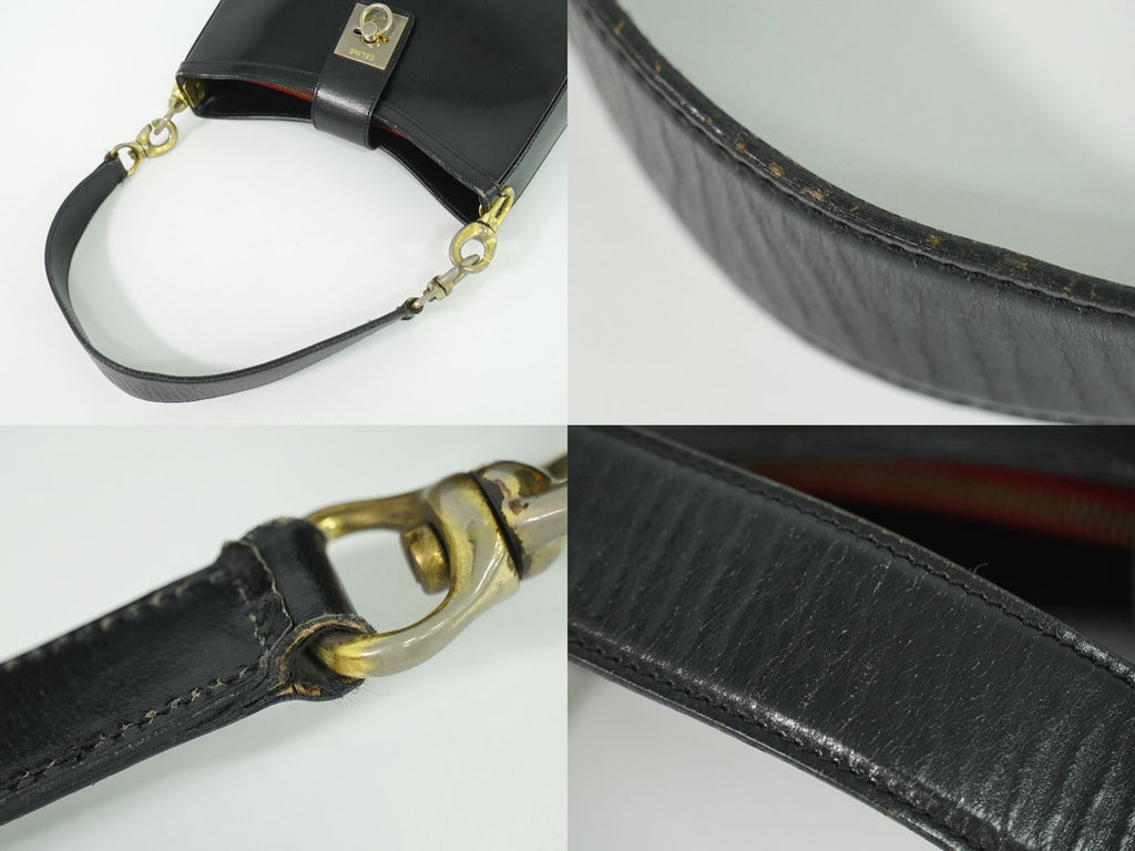 Celine Leather Shoulder Bag Black — view 6
