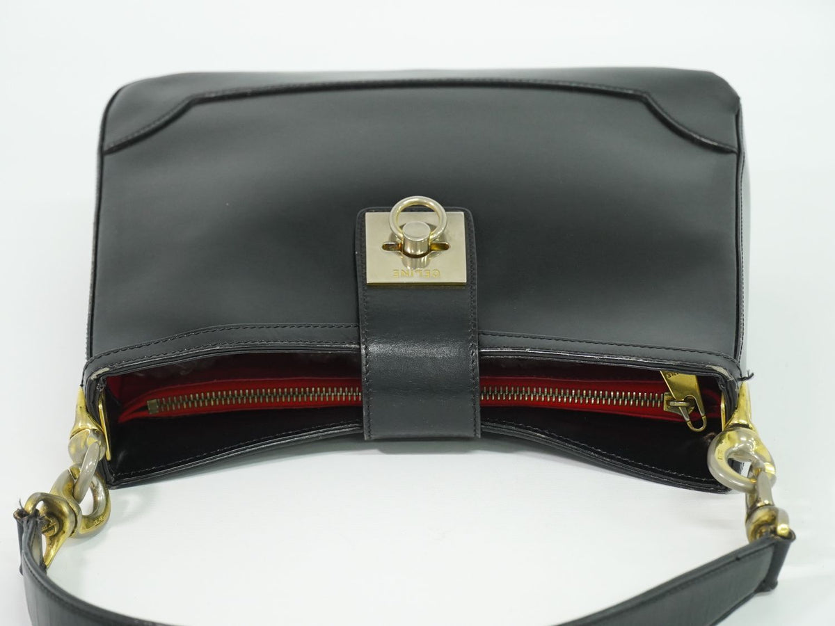 Celine Leather Shoulder Bag Black — view 5