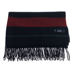 Hermes Cashmere 100% Fringe Long Shawl Navy Red Scarf — view 2