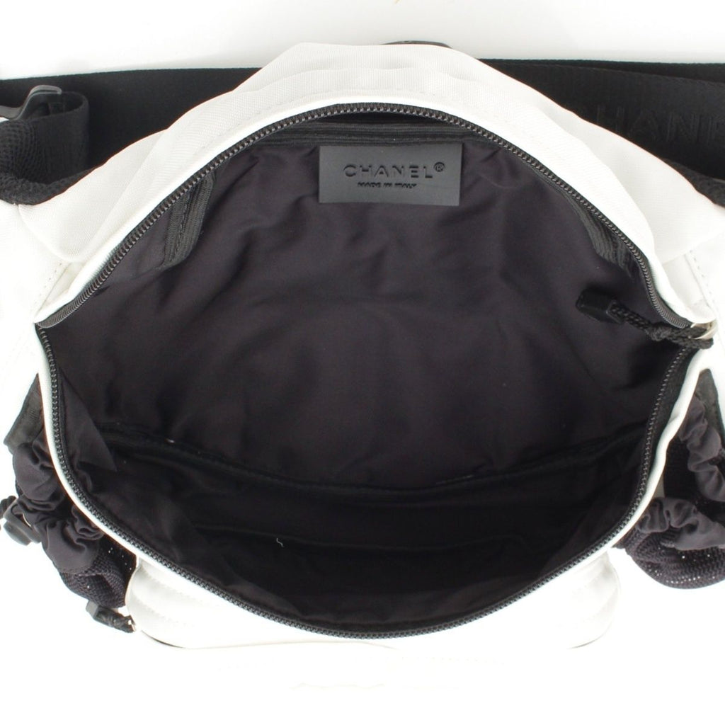 Chanel Sports Nylon Belt Bag Waist Pouch White Black — view 6