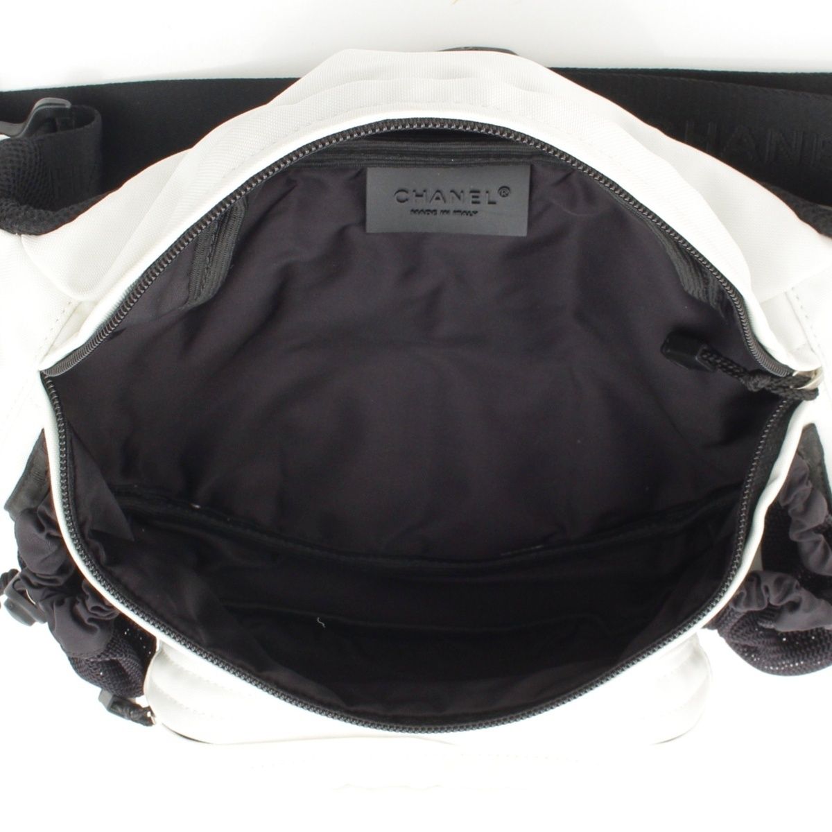 Chanel Sports Nylon Belt Bag Waist Pouch White Black — view 6