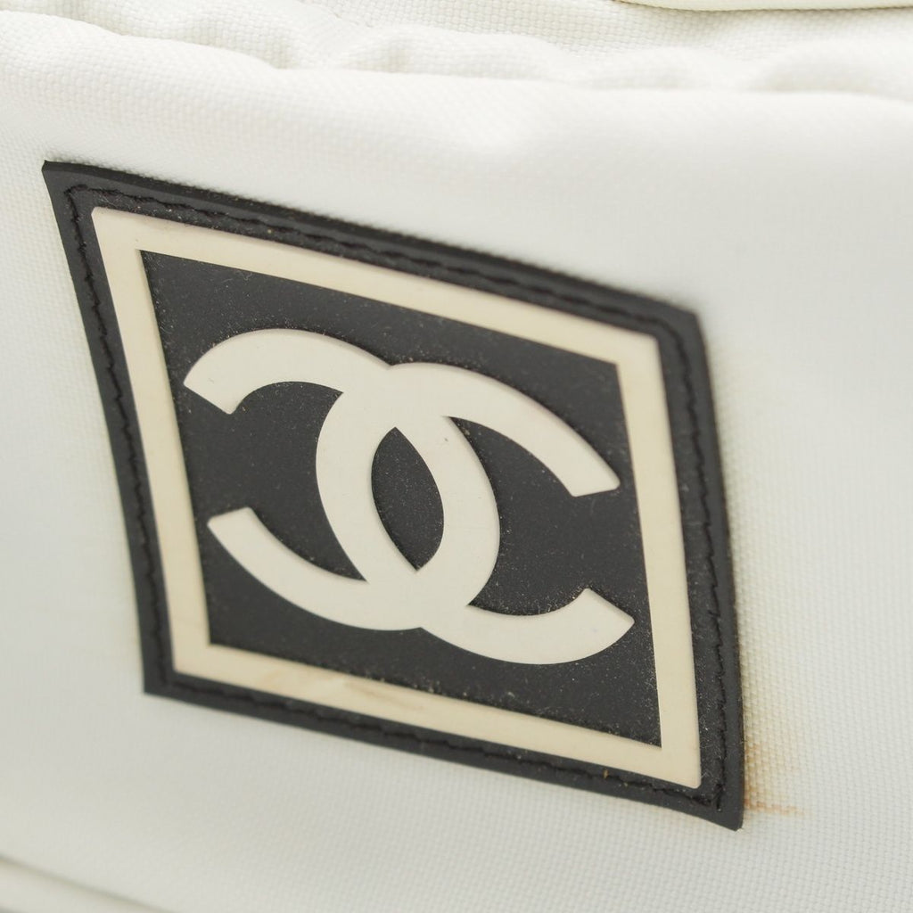 Chanel Sports Nylon Belt Bag Waist Pouch White Black — view 8
