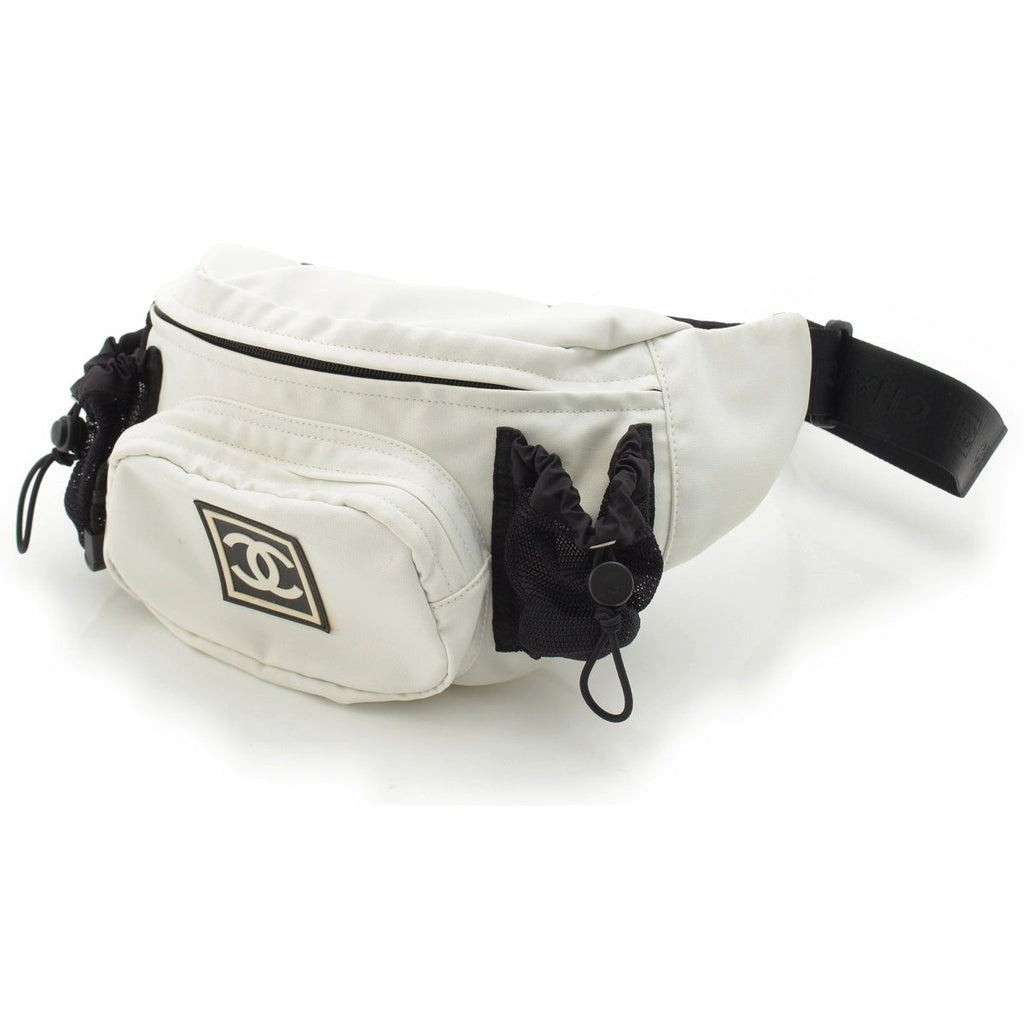 Chanel Sports Nylon Belt Bag Waist Pouch White Black — view 2