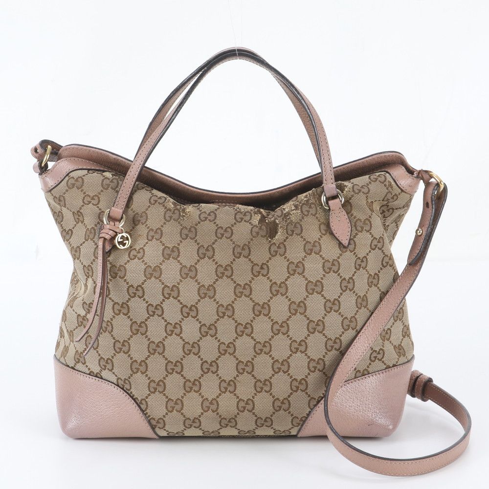 Gucci GG Canvas Bree Leather 2-Way Shoulder Bag Crossbody Hand