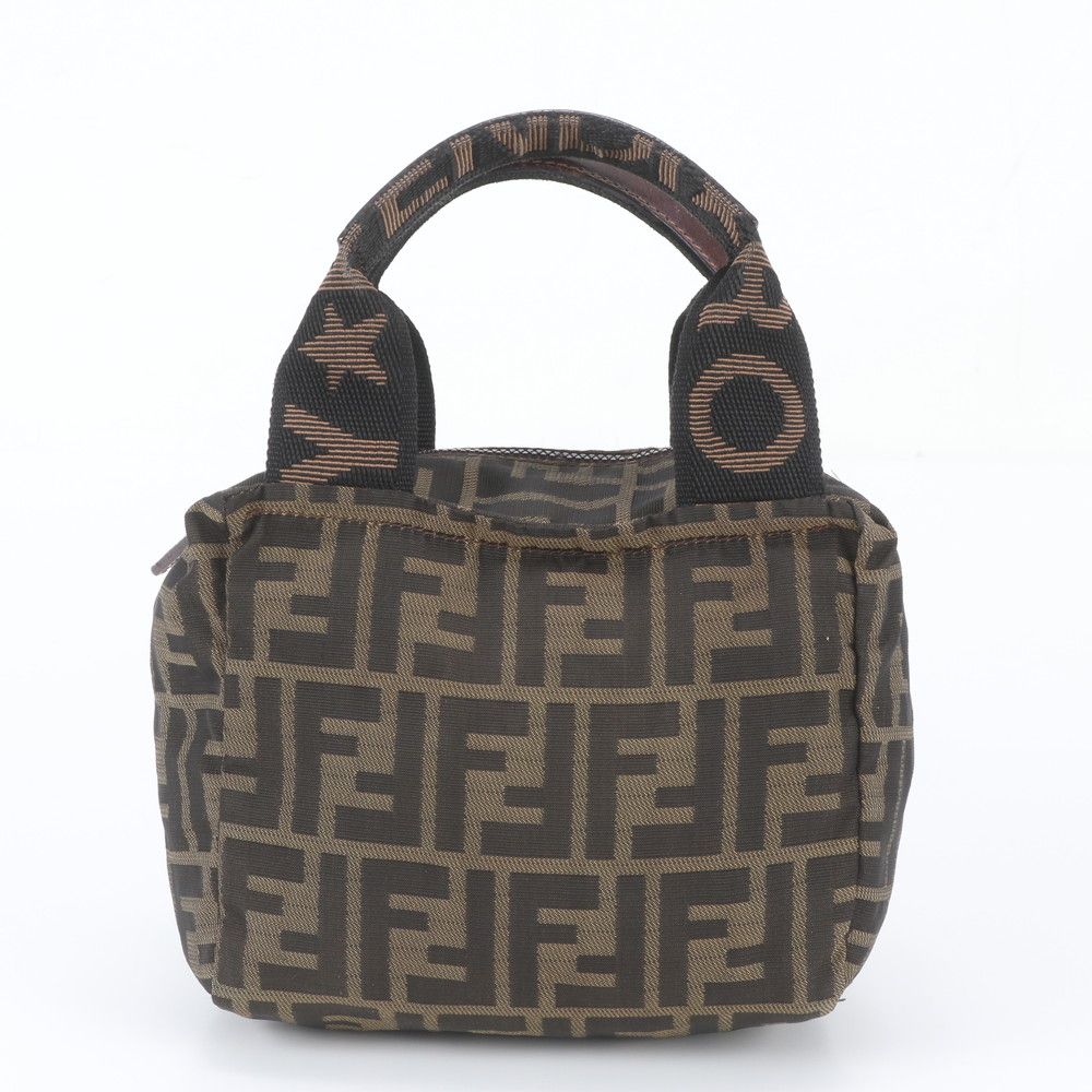 Fendi FF Zucca Leather Handbag Tote Brown