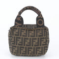 Fendi FF Zucca Leather Handbag Tote Brown
