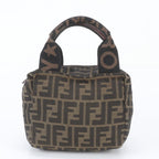 Fendi FF Zucca Leather Handbag Tote Brown
