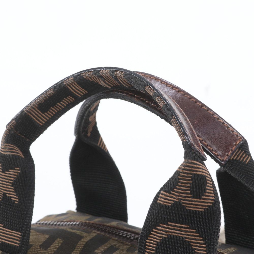 Fendi FF Zucca Leather Handbag Tote Brown — view 2