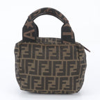 Fendi FF Zucca Leather Handbag Tote Brown — view 3