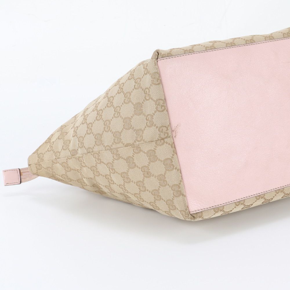 Gucci GG Canvas Leather Tote Bag Shoulder Hand Beige — view 5