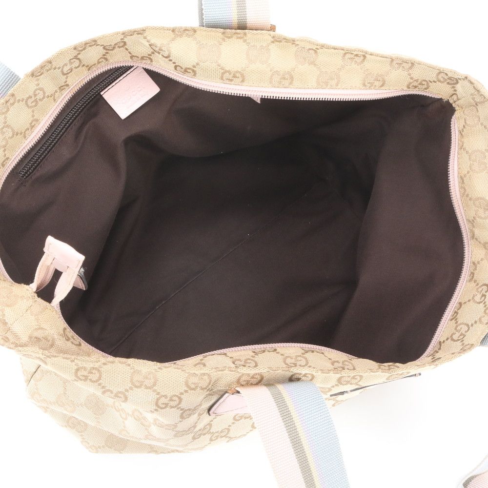 Gucci GG Canvas Leather Tote Bag Shoulder Hand Beige — view 7