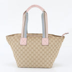 Gucci GG Canvas Leather Tote Bag Shoulder Hand Beige — view 3