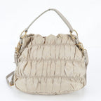 Prada Tessuto Nylon Gathered Triangle Logo Leather 2-Way Shoulder Bag — view 4