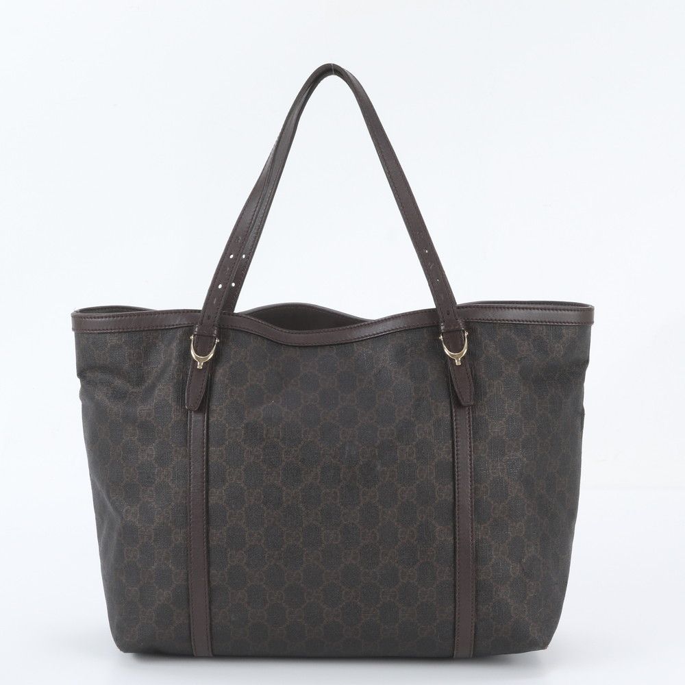 Gucci GG Supreme Leather Tote Bag Shoulder Hand Brown