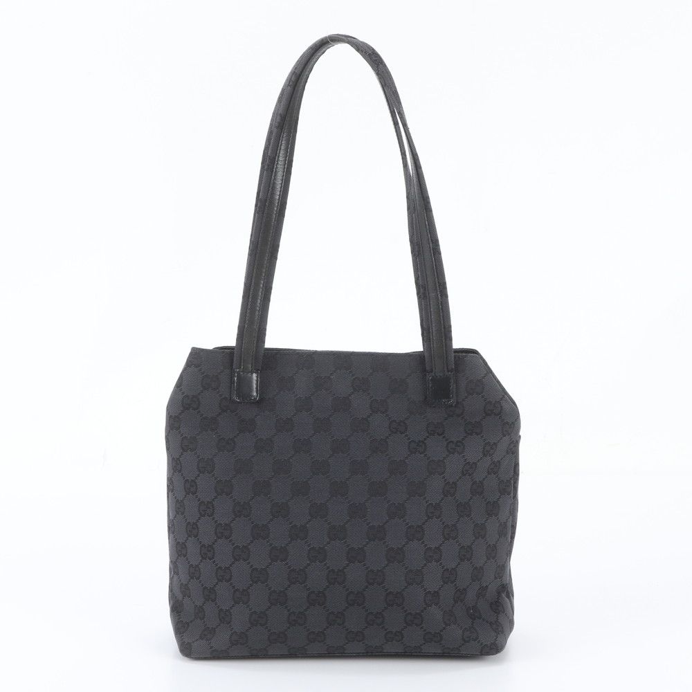 Gucci GG Canvas Leather Tote Bag Shoulder Hand Black — view 3