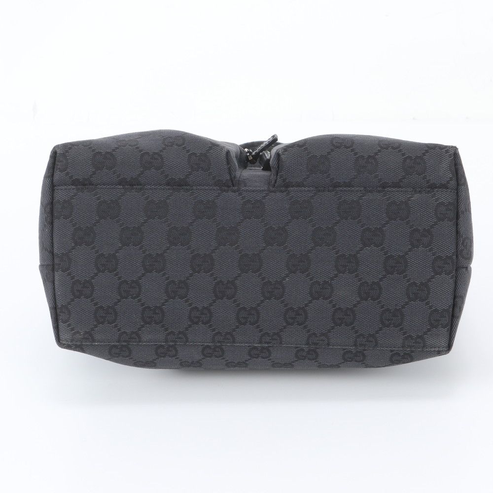 Gucci GG Canvas Leather Tote Bag Shoulder Hand Black — view 6