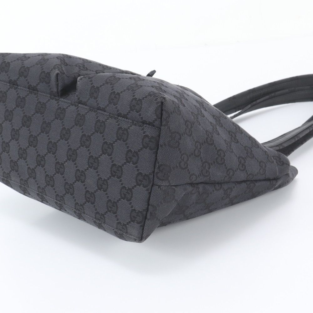 Gucci GG Canvas Leather Tote Bag Shoulder Hand Black — view 4
