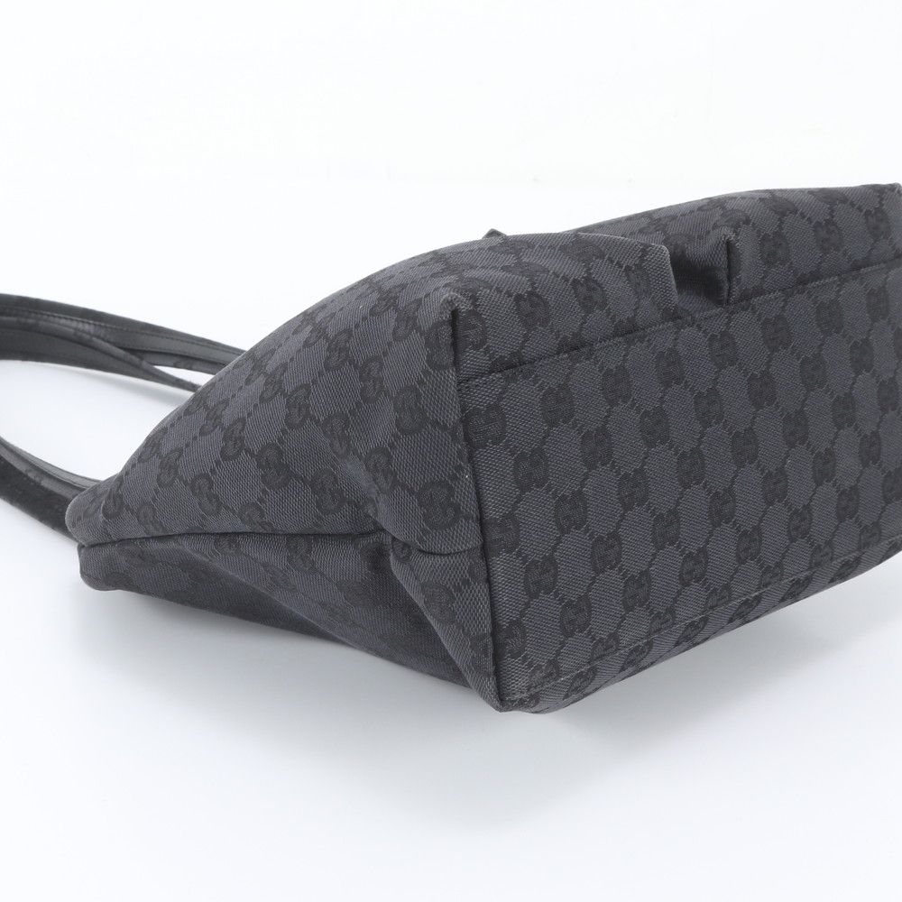 Gucci GG Canvas Leather Tote Bag Shoulder Hand Black — view 5