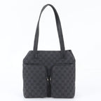 Gucci GG Canvas Leather Tote Bag Shoulder Hand Black
