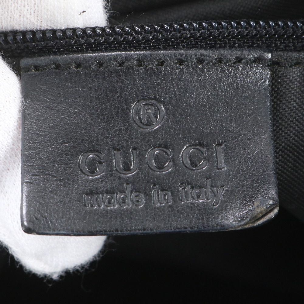 Gucci GG Canvas Leather Tote Bag Shoulder Hand Black — view 8