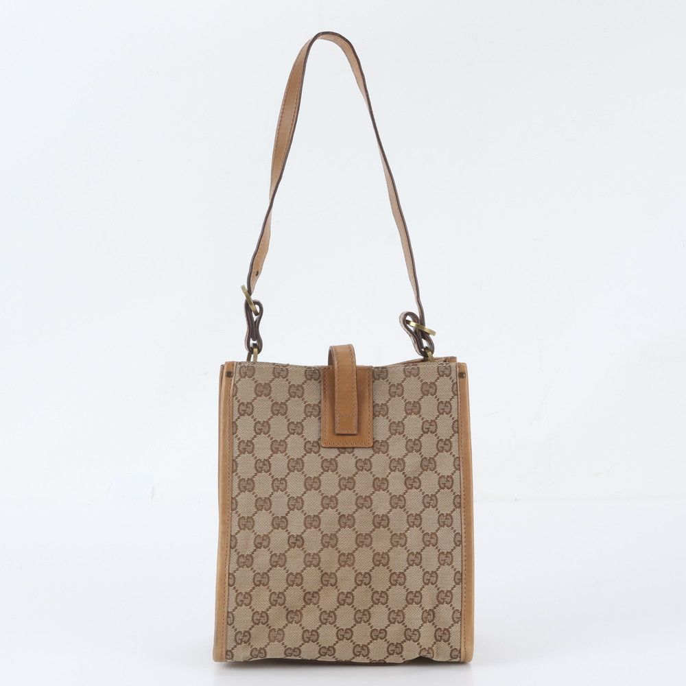 Gucci GG Canvas Leather Shoulder Bag Tote Hand Brown — view 3