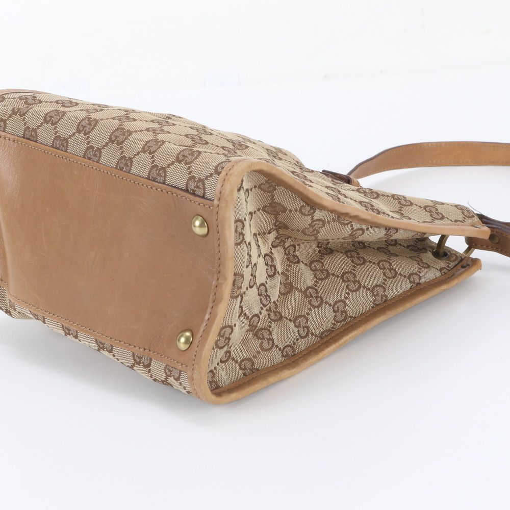 Gucci GG Canvas Leather Shoulder Bag Tote Hand Brown — view 4