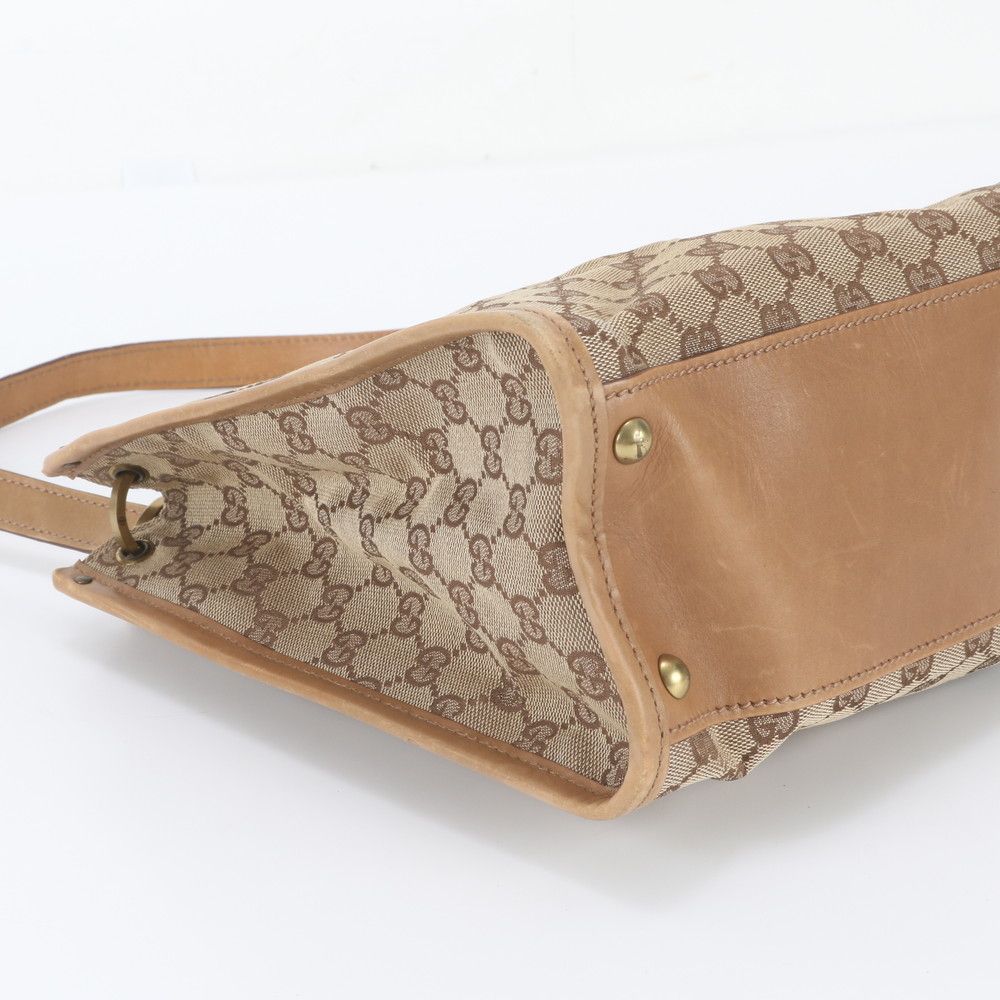 Gucci GG Canvas Leather Shoulder Bag Tote Hand Brown — view 5