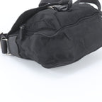 Prada Tessuto Nylon Triangle Logo Leather Shoulder Bag Crossbody Messenger Black — view 5