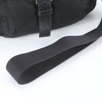 Prada Tessuto Nylon Triangle Logo Leather Shoulder Bag Crossbody Messenger Black — view 2