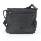 Prada Tessuto Nylon Triangle Logo Leather Shoulder Bag Crossbody Messenger Black — view 3