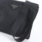 Prada Tessuto Nylon Triangle Logo Leather Shoulder Bag Crossbody Messenger — view 2