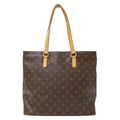Louis Vuitton Tote Monogram Canvas Cabas Mezzo Brown Handbag Zipper Type