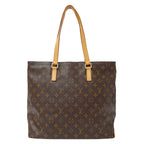 Louis Vuitton Tote Monogram Canvas Cabas Mezzo Brown Handbag Zipper Type