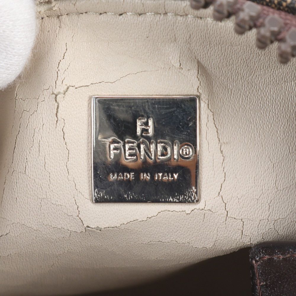 Fendi Zucca Pouch FF Leather Canvas Handbag — view 8