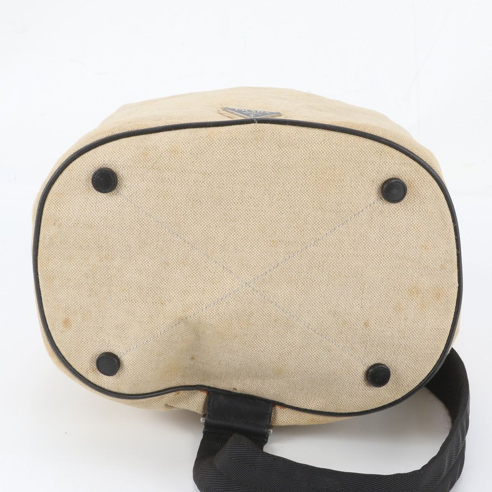 Prada Triangle Logo Drawstring Leather Canvas 2-Way Belt Bag Crossbody Body — view 7