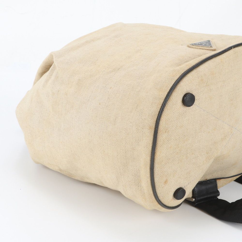 Prada Triangle Logo Drawstring Leather Canvas 2-Way Belt Bag Crossbody Body — view 6