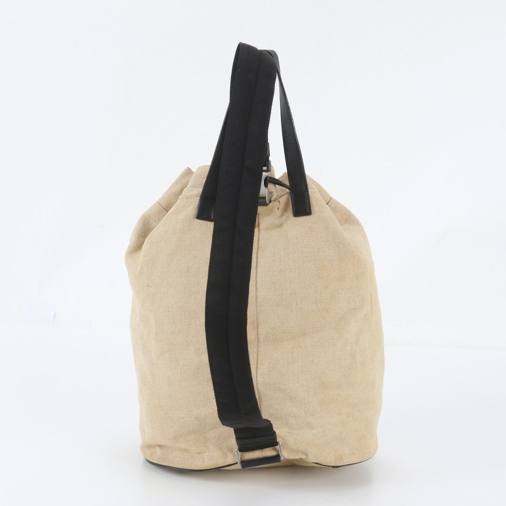 Prada Triangle Logo Drawstring Leather Canvas 2-Way Belt Bag Crossbody Body — view 3