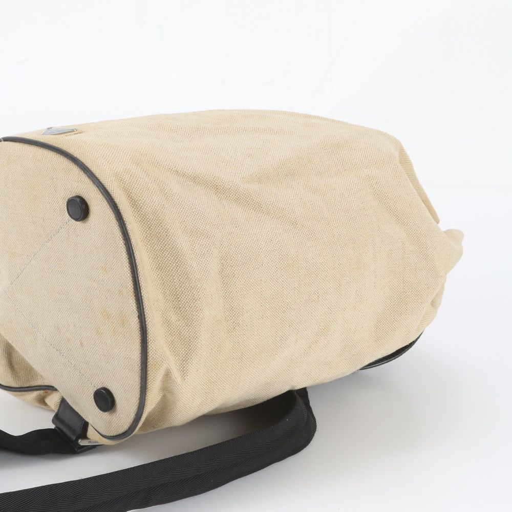 Prada Triangle Logo Drawstring Leather Canvas 2-Way Belt Bag Crossbody Body — view 5