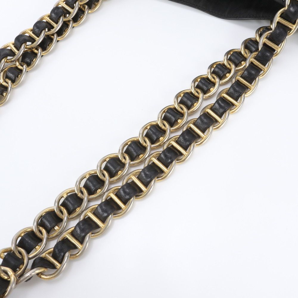 Prada Leather Chain Shoulder Bag Tote Black — view 8