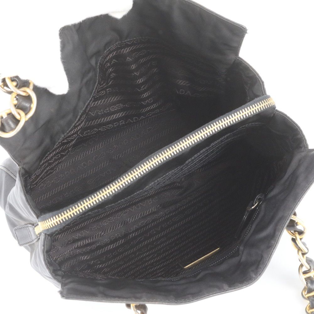 Prada Leather Chain Shoulder Bag Tote Black — view 7